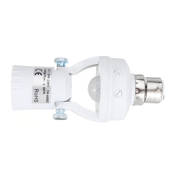 AC100-240V 60W B22 To E27 Adjustable Infrared Human Sensor Socket Light Bulb Adapter Lamp Holder