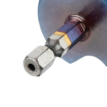 Drillpro 3Pcs 1/4 Inch Hex Shank HSS Blue-plated Step Drill Bit Set Spiral Groove Hole Cutter Tools