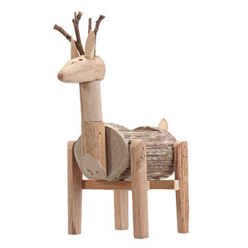 Mini Wooden Potted Plant Deer Shaped Home Furnishing Flower Pots Living Room Office Desktop Plant Or