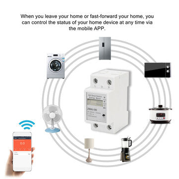 Single Phase Din Rail Wifi Smart Energy Meter Power Consumption Kwh Meter Wattmeter Support Smartlif