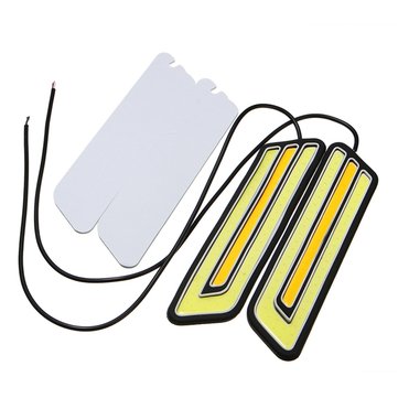 Pair U Shape 800LM White & Yellow COB LED DRL Daytime Running Fog Turn Signal Light
