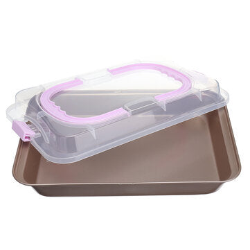 Cake Pan Carbon Steel Cook & Carry Pan Kitchen Baking Tray Bakeware With Lid