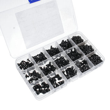 Suleve MXCH7 460Pcs M3 M4 M5 Flat Head Hex Socket Screw Carbon Steel 10.9 Grade Bolt Nut Assortme