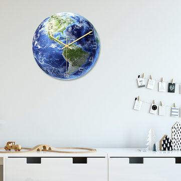 CC090 Creative North/South America Luminous Earth Wall Clock Mute Wall Clock Quartz Wall Clock For H