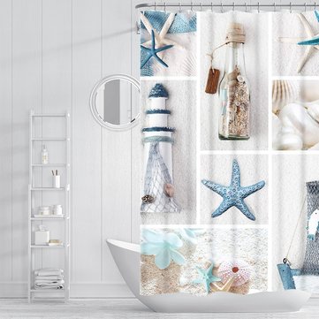 Summer Beach Starfish Bathroom Curtains Nordic style Print Mildew-proof Waterproof Shower Curtain fo