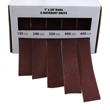 Drillpro 5Pcs Drawable Sandpaper Rolls 25mmx6m Boxed Assorted Abrasive Sandpaper Rolls For Wood Turn