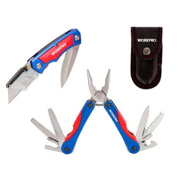 WORKPRO 2PCS 15 in 1 Multi-function Folding Tool Kitchen Bottle Opener Sharp Pocket Multitool Pliers