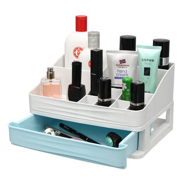 Multilayer Drawer Type Makeup Box Cosmetic Jewelry Storage Desktop Organizer Stora... (COLOR.: BLUE)