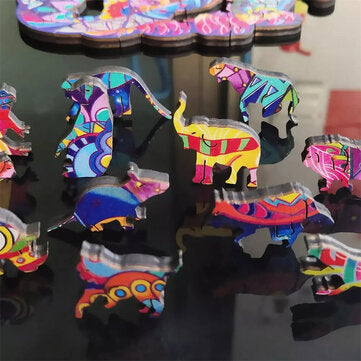 Wooden Cat Jigsaw Puzzle DIY Unique Shape Pieces Animal Gift Mysterious Early Education Toys for Chi
