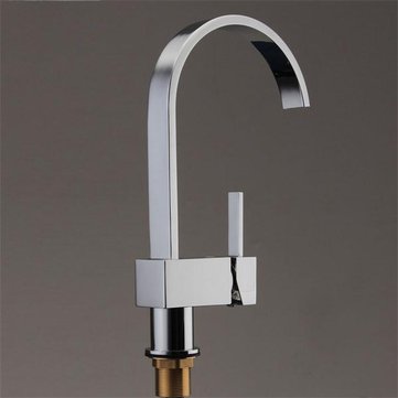 Square Chrome Brass Kitchen Bathroom Hot Cold Water Switch Basin Mixer Tap
