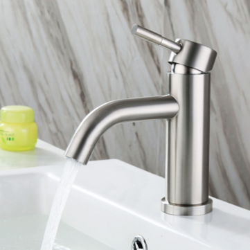 Stainless Steel Bathroom Basin Faucet Single Handle Single Hole Hot And Cold Mixer Taps With Hoses L