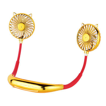USB Rechargeable Neck Hanging Fan 3 Wind Speeds LED Light Fan For Home Camping Office Outdoor Sports