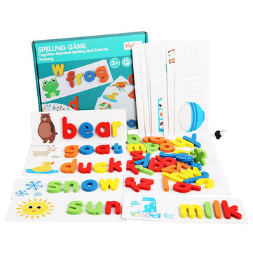 Wooden Alphabet Puzzles Toys Word Spelling Game Educational Toy Letters Card Board Matching Puzzle G