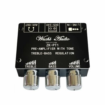 ZK-PT1 bluetooth 5.0 Audio Receiver Decoder Stereo Tone Board Volume Controller Treble Bass Tonal pr