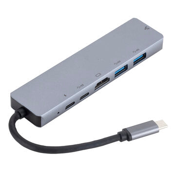 6 In 1 Portable Type-C HUB Adapter USB C To HDMI RJ45 USB3.0 Laptop Docking Stations For MacBook Mat