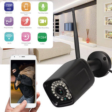 720P Black US Plug Wireless Camera Outdoor HD Wifi Remote Home IP Camera Two-Way Voice Intercom Wate