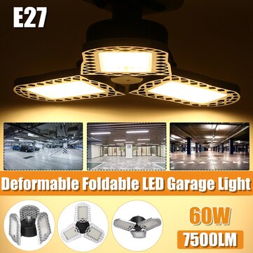 60W LED Garage E27 Light Bulb Deformable Ceiling Fixture Lights Shop Workshop Lamp (COLOR: SILVER)