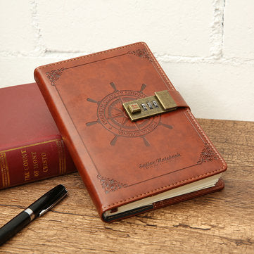 B6 Vintage Notepad Notebook Diary Daily Memos Planner Agenda Notebook with Lock Password Office Scho