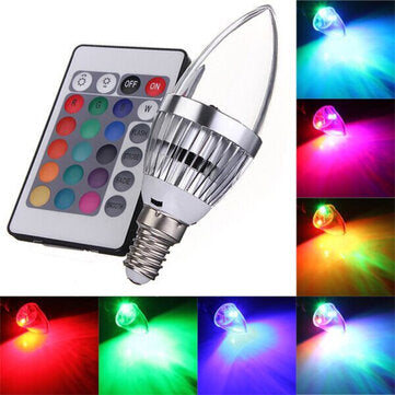 3W RGB+CW+WW Aluminium Candle Like Bulb E27 B22 Base AC85-265V Rem... (BASE: E27 | LIGHT COLOR: RGB)