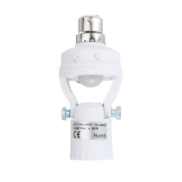 AC100-240V 60W B22 To E27 Adjustable Infrared Human Sensor Socket Light Bulb Adapter Lamp Holder