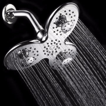 4-way High-Pressure 9.5 Inch Rainfall Shower Head Trident Shape Massage Top Spray Showerhead