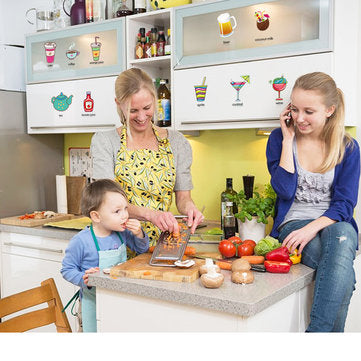 Cartoon Kitchen Utensil Wall Sticker Removable Kitchen Decorative Stickers Multi Color PVC Decals