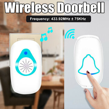 Smart Wireless Doorbell Plug & Play Door Bell Kit Plug-in Receiver Waterproof
