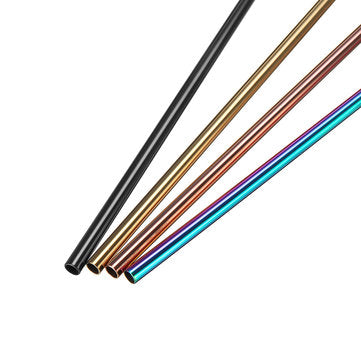 5Pcs Colored Stainless Steel Metal Drinking Straw Set Reusable Straws With Cleaner Brush Kit