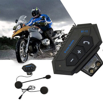 BT-12 Motorcycle Helmet Headset Wireless bluetooth Headphone Speaker Hands-Free Headset Intercom Mot