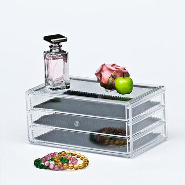Transparent Cosmetics Storage Box Desktop Drawer Makeup Organizer 3 Layers Jewelry Storage Box Dustp