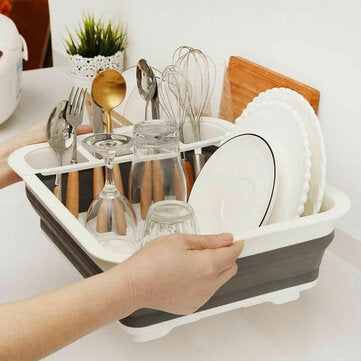Foldable Dish Drain Rack Kitchen Desktop Storage Shelf Dish Spoon Chopsticks Fork Cup Holder Organiz