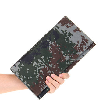 40W 5V Foldable Camouflage Solar Panel Power Bank Pack w Dual USB Waterproof for Backpack Camping