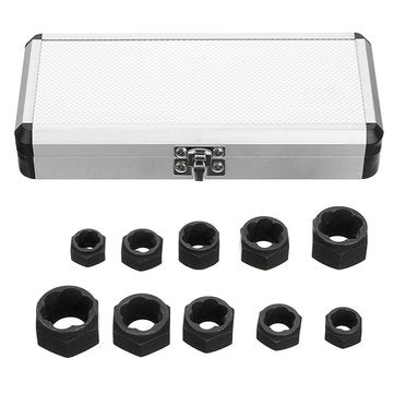 10pcs 9-19mm Broken Bolt Removal Kit Damaged Nut Bolt Remover Stud Extractor Set