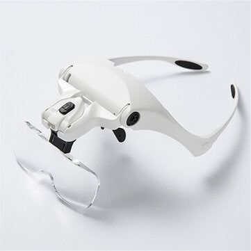Chuda 5 Lens Loupe Eyewear Magnifier With Led Lights Lamp Interchangeable Lens 1.0X-3.5X Magnificati