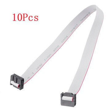 10Pcs 2.54mm FC-10P IDC Flat Gray Cable LED Screen Connected to JTAG Download Cable