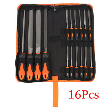 Drillpro 16/18Pcs Carbon Steel Files Set Flat/Triangle/Half-round/Round Large File an... (SET: SET1)