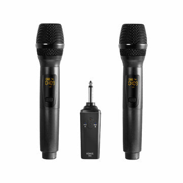 Gitafish K380S Portable 10-Channel Rechargeable Wireless Microphones UHF Mics with Receiver Working