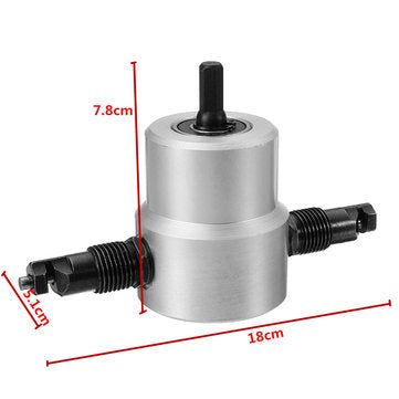 Double Head Sheet Metal Nibbler Cutter Holder Tool Power Drill Attachment