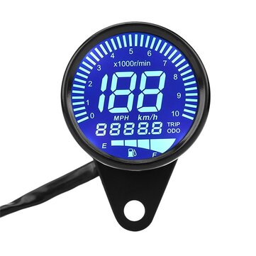 4 In 1 Motorcycle Digital Odometer Speedometer Tachometer RPM Fuel Level Gauge MP... (COLOR.: BLACK)