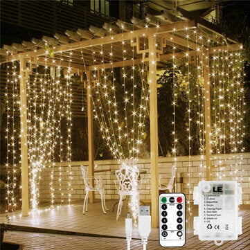 5/10/20M LED Curtain Lights 8 Lighting Modes Multicolor Wi... (LENGTH: 20M | LIGHT COLOR: WARMWHITE)