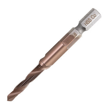 Drillpro 6Pcs M3-M10 M35 Cobalt Plating HSS Hex Shank Spiral Groove Drill Tap Bit Set Co-HSS Metal T