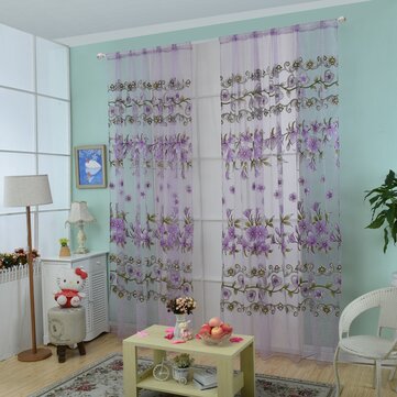 Honana WX-C10 Fashion Transparent Tulle Curtains Win... (COLOR.: PURPLE | CURTAIN SIZE: 100CMX270CM)