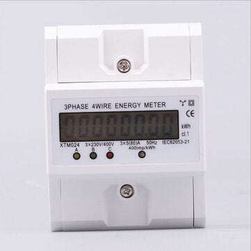 XTM024 Din Rail 3 Phase 4 Wire Electronic Watt Power Consumption Energy Meter Wattmeter 5-80A 380V A
