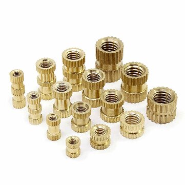 Suleve MXBN2 330Pcs M2 M3 M4 M5 Metric Female Thread Brass Knurled Nut Threaded Insert Embedment Nut