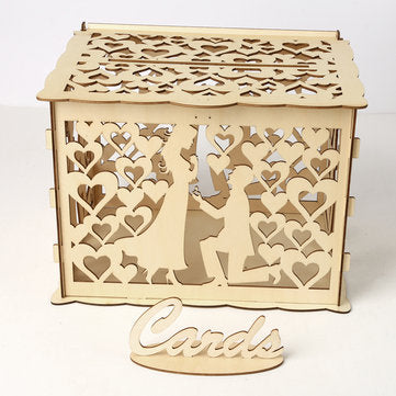 Wedding Greeting Card Box Wooden Box Lock Wedding Party Decoration Money Case