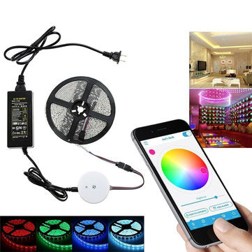 5M 60W SMD5050 Non-waterproof bluetooth APP Control RGB LED Strip Light Kit + 12V ... (PLUG: USPLUG)