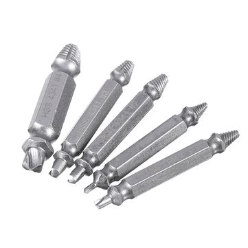 Drillpro 5pcs HSS Double Side Damaged Screw Extractor Out Remover Bolt Stud Tool