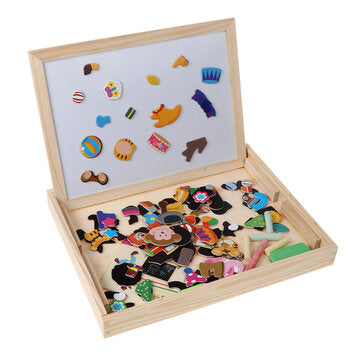 Wooden Magnetic Puzzle Kids Circus Drawing Board Educational Puzzle Toys Gifts