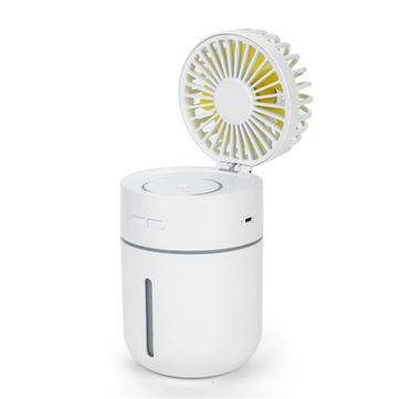 T9 Portable Creative Spray Humidifier Fan LED Light Fan 3 in 1 Handheld USB Mini ... (COLOR.: WHITE)
