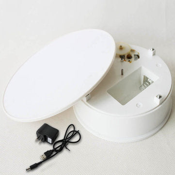 Round White Velvet Top Electric Motorized 360 Rotating Turntable Jewelry Ornament Display Stand